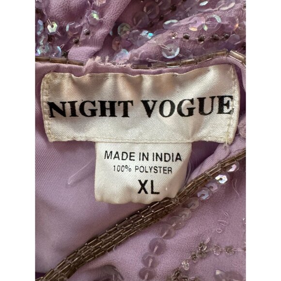 Night Vogue Lavender Beaded Two-Piece Set XL / L 100% Polyester Womens Blemishes - Picture 6 of 16